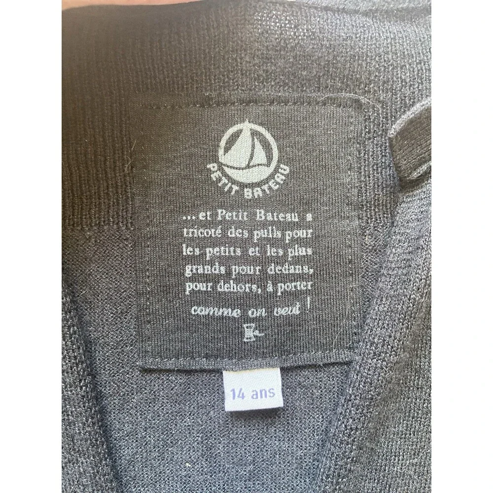 Petit Bateau Cashmere Blend Dress Size 14 Girls XS Womens Gray French Minimalist